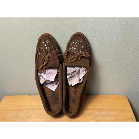 Minnetonka Double Stud Brown Moccasins Women’s Size 10 - Suede Leather - Picture 4 of 8